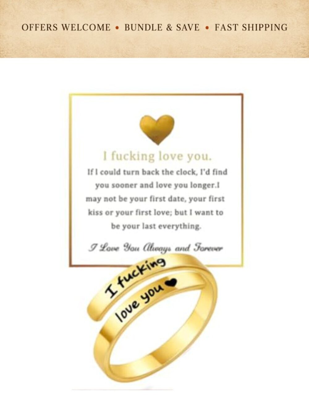 Stainless Steel Adjustable Promise Ring Engraved Heart Spiral Wrap Statement